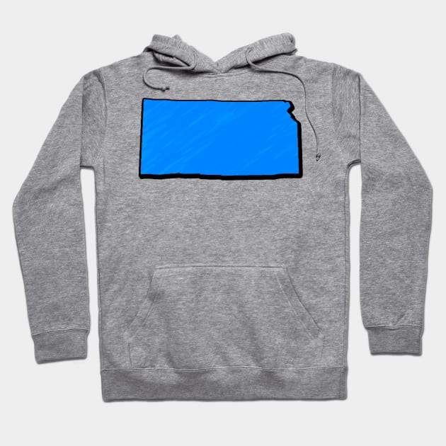 Bright Blue Kansas Outline Hoodie by Mookle